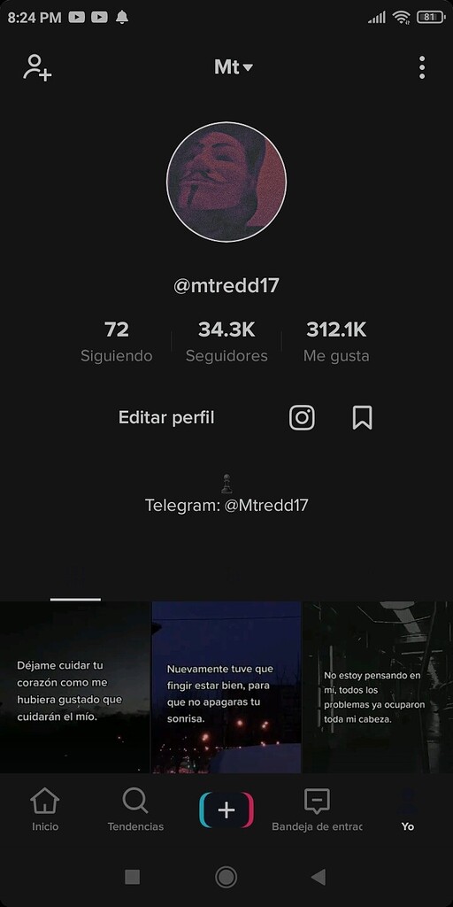 Vendo Cuenta De Tik Tok 34.3k - Redes Sociales - Esomola